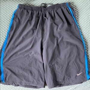 Nike Men's Gray and Blue Athletic Shorts